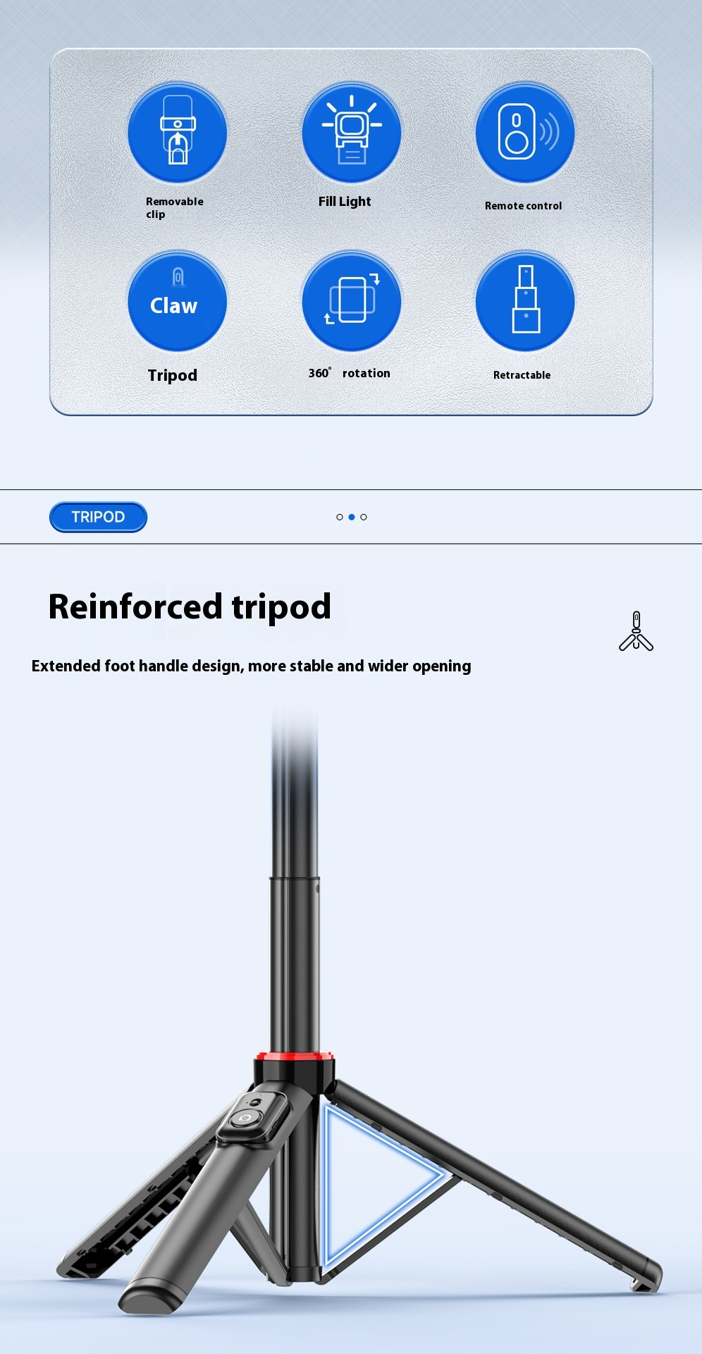 3-in-1 Selfie Stick Tripod Stand with Ring Light & Bluetooth
